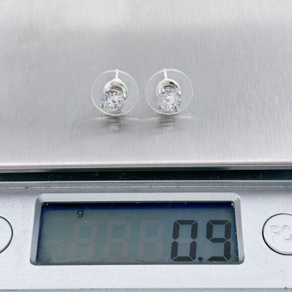Vintage ATI Sterling Silver 925 5mm Round Cubic Zirconia Stud Earrings - Picture 3 of 3